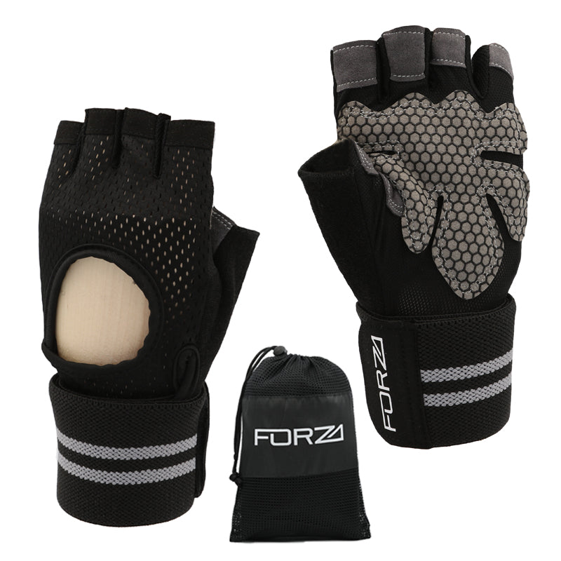 FORZA Weight Lifting/Gym Gloves - Non-Slip - Padded - Open Back – with Wrist Support