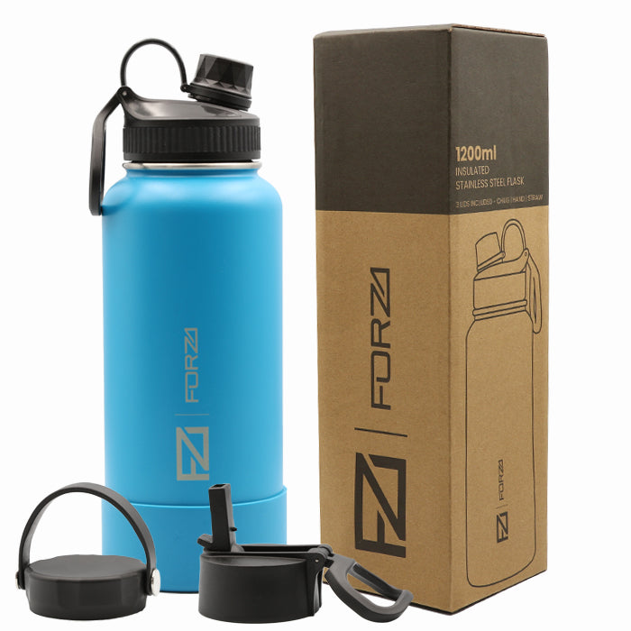 FORZA 1200ml Premium Insulated Stainless-Steel Flask with 3 Lids
