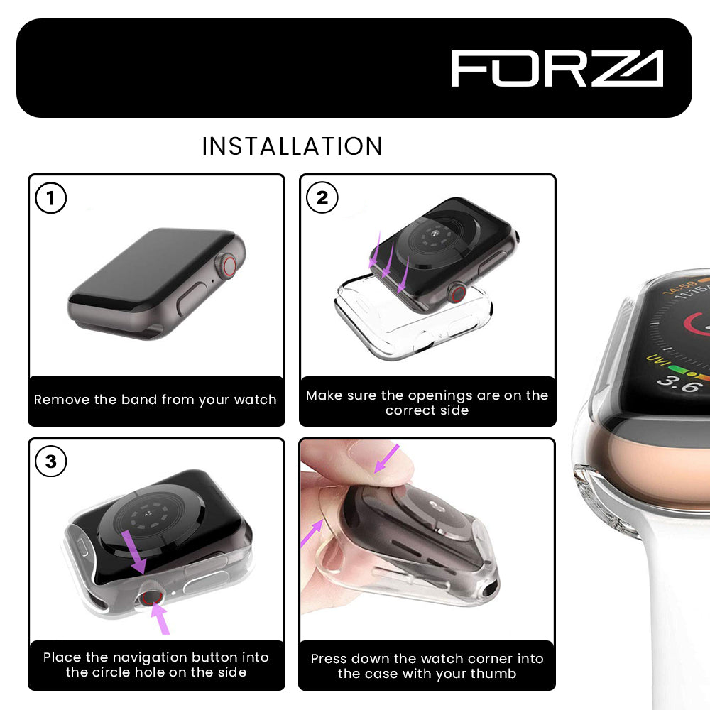 FORZA Protective Clear Case for Apple Watch 40/41/42/44/45mm