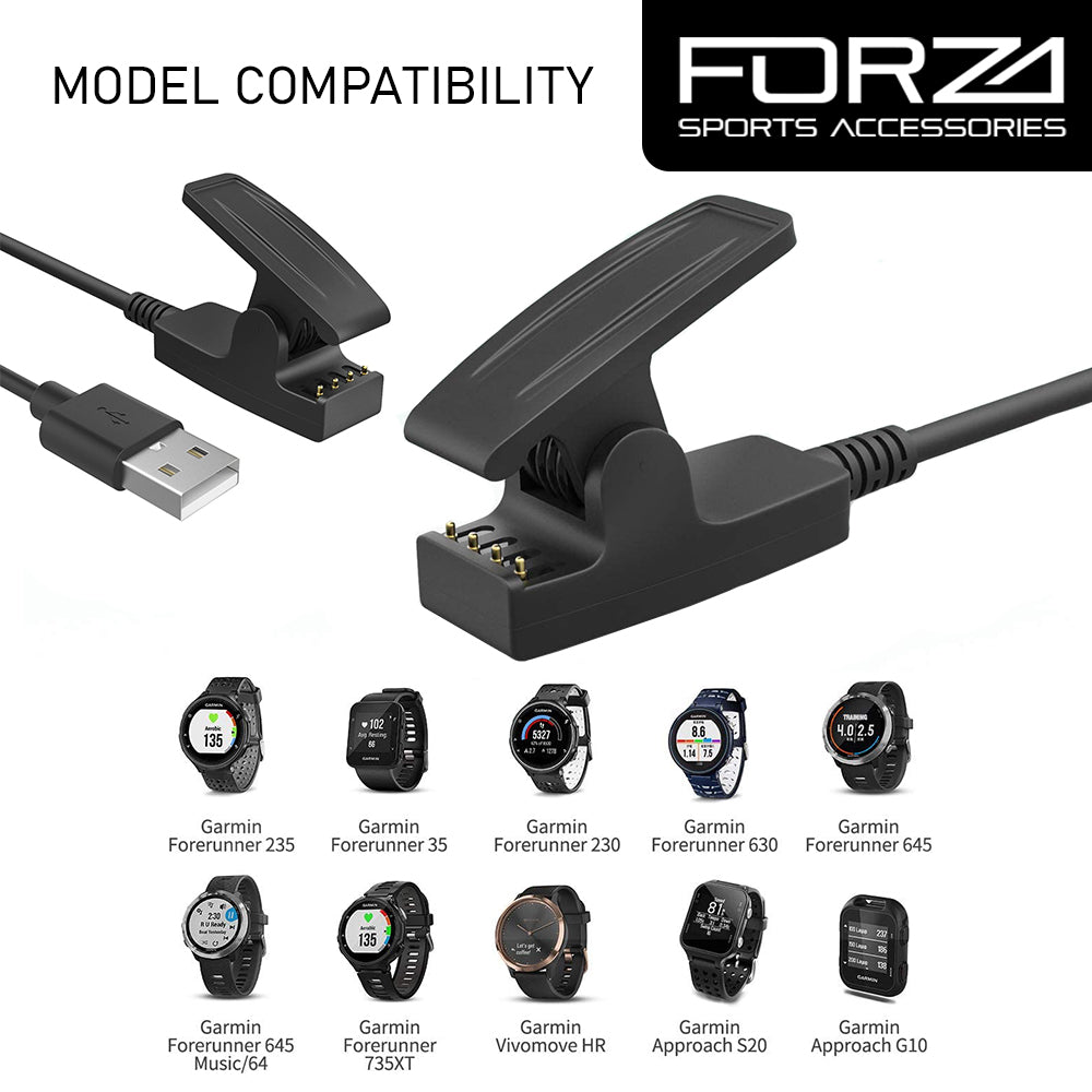 FORZA USB Clip Charging Cable for Garmin Approach / Forerunner 35 & More