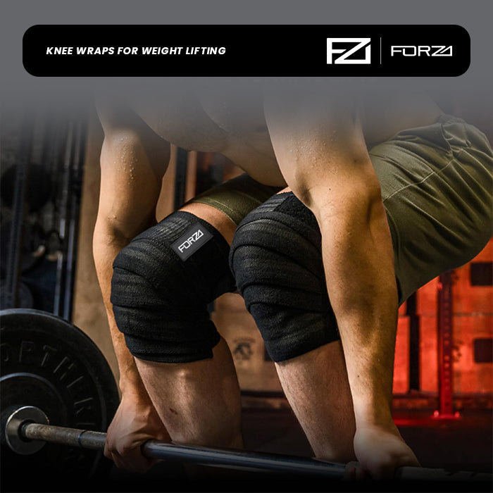 FORZA Knee Wraps for Strength Training, Weightlifting, and Gym Knee Support