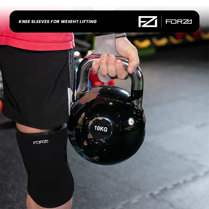FORZA Knee Compression Sleeve for Strength Training, Weightlifting, and Gym (Pair)