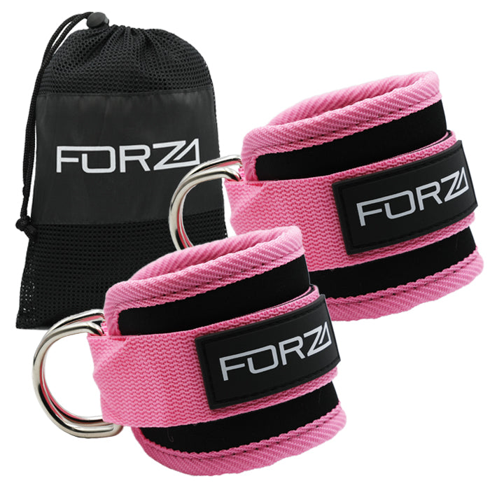 FORZA Adjustable Ankle Straps for Gym Cable Machine (Pair)