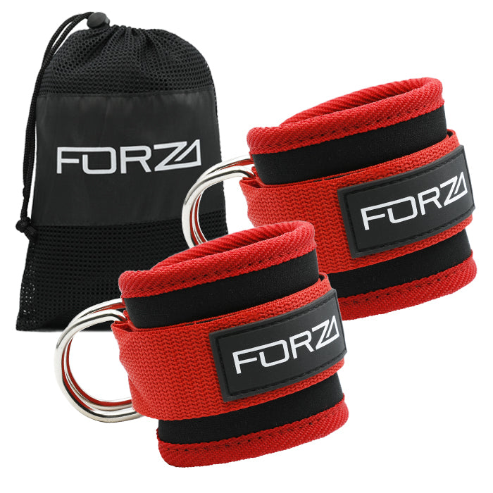 FORZA Adjustable Ankle Straps for Gym Cable Machine (Pair)