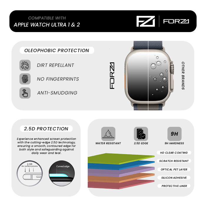 FORZA Tempered Glass Screen Protector for Apple Watch Ultra 49mm