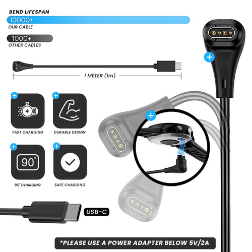 90 Degree USB-C Charging Cable for Garmin