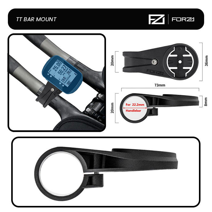FORZA 22.2mm Nylon TT/Triathlon Bar Mount for Garmin/Magene