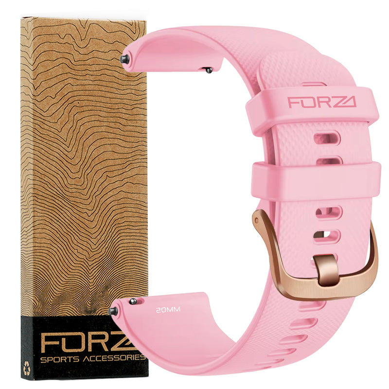 FORZA Elite 20mm Quick Release Watch Strap for Garmin - White - Rose Gold Buckle