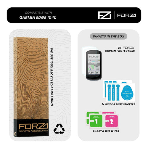 FORZA Tempered Glass Screen Protector for Garmin Edge 1040 (2 Pack)