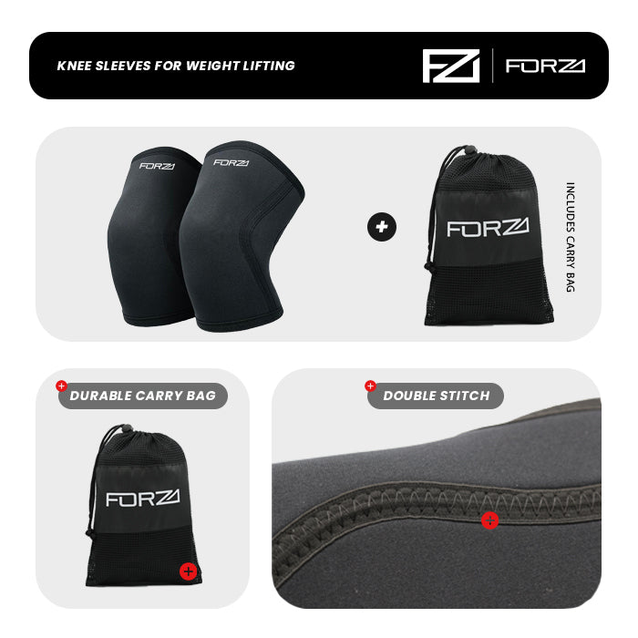 FORZA Knee Compression Sleeve for Strength Training, Weightlifting and Gym