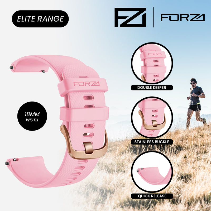 FORZA Elite 20mm Quick Release Watch Strap for Garmin - White - Rose Gold Buckle