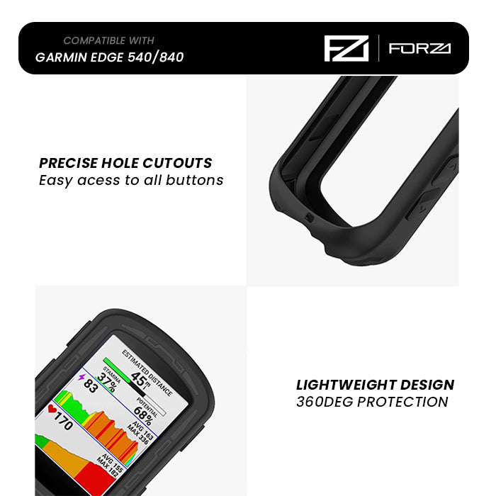 FORZA Silicone Bumper Case for Garmin Edge 540/840  - Black