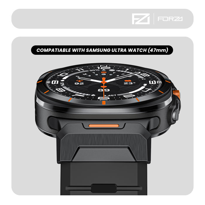 FORZA Elite Classic Watch Strap for Samsung Galaxy Watch Ultra (47mm) – Black Buckle