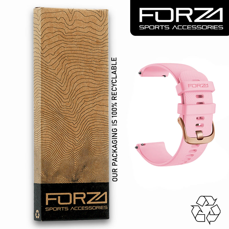 FORZA Elite 20mm Quick Release Watch Strap for Garmin - White - Rose Gold Buckle