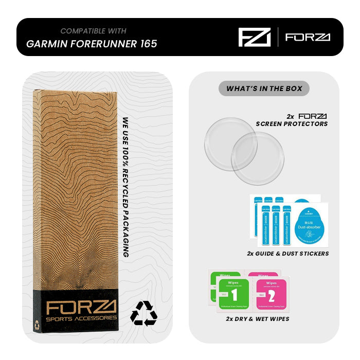 FORZA Tempered Glass Screen Protector for Garmin Forerunner 165 (2 Pack)