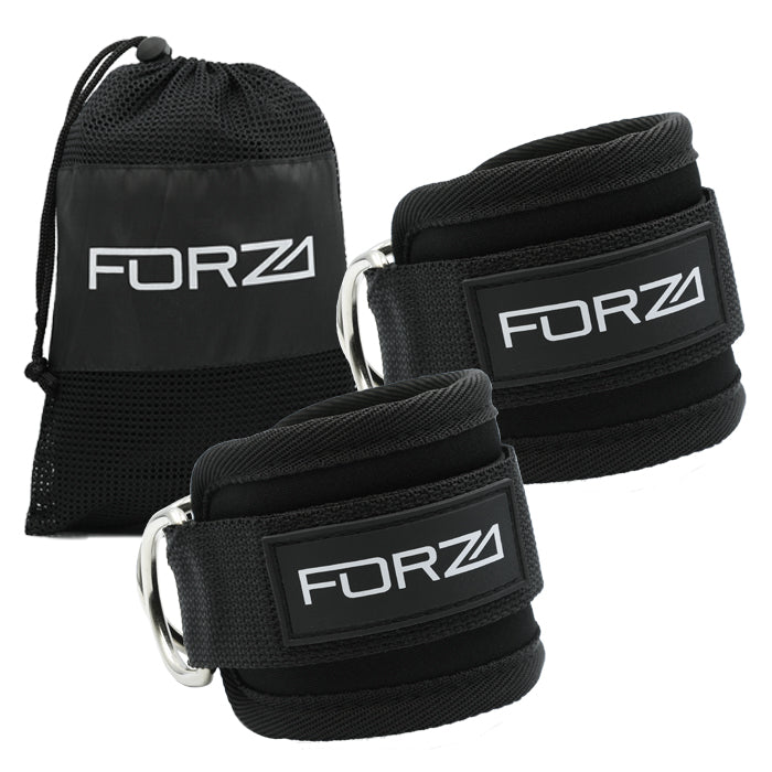 FORZA Adjustable Ankle Straps for Gym Cable Machine (Pair)