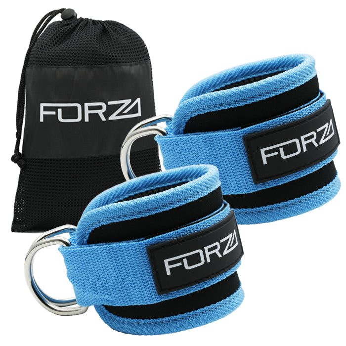FORZA Adjustable Ankle Straps for Gym Cable Machine (Pair)